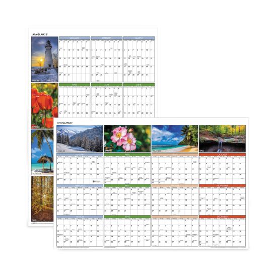 Vertical/Horizontal Erasable Wall Planner, Seasons in Bloom Photos, 24 x 36, White/Multicolor Sheets, 12-Month(Jan-Dec): 20221