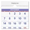 Deluxe Three-Month Reference Wall Calendar, Vertical Orientation, 12 x 27, White Sheets, 14-Month (Dec to Jan): 2022 to 20242