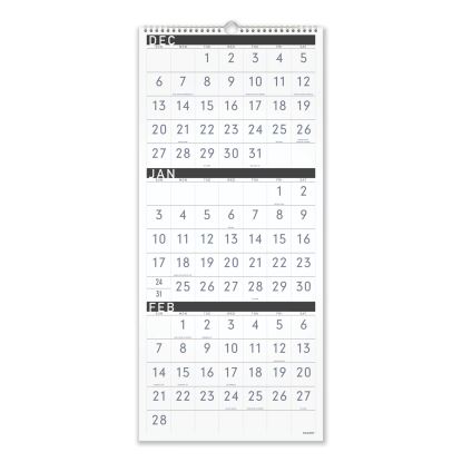 Three-Month Reference Wall Calendar, Contemporary Artwork/Formatting, 12 x 27, White Sheets, 15-Month (Dec-Feb): 2021 to 20231