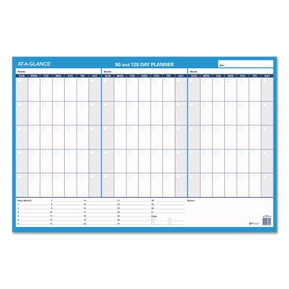 90/120-Day Undated Horizontal Erasable Wall Planner, 36 x 24, White/Blue Sheets, Undated1