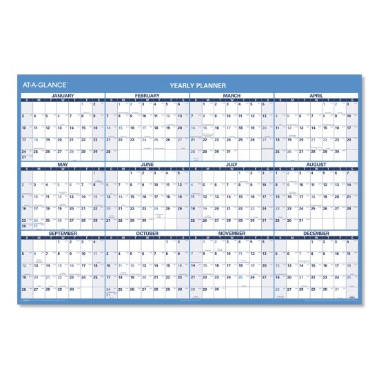 Horizontal Reversible/Erasable Wall Planner, 48 x 32, White/Blue Sheets, 12-Month (Jan to Dec): 20231