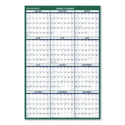 Vertical Erasable Wall Planner, 32 x 48, White/Green Sheets, 12-Month (Jan to Dec): 20231