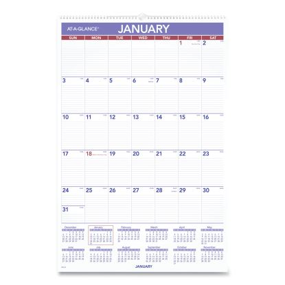 Monthly Wall Calendar with Ruled Daily Blocks, 20 x 30, White Sheets, 12-Month (Jan to Dec): 20221