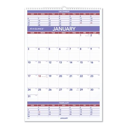 Three-Month Wall Calendar, 15.5 x 22.75, White Sheets, 12-Month (Jan to Dec): 20231