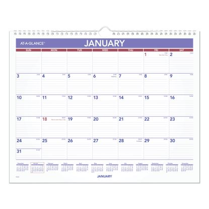 Monthly Wall Calendar, 15 x 12, White/Red/Blue Sheets, 12-Month (Jan to Dec): 20231