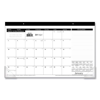 Compact Desk Pad, 18 x 11, White Sheets, Black Binding, Clear Corners, 12-Month (Jan to Dec): 20221