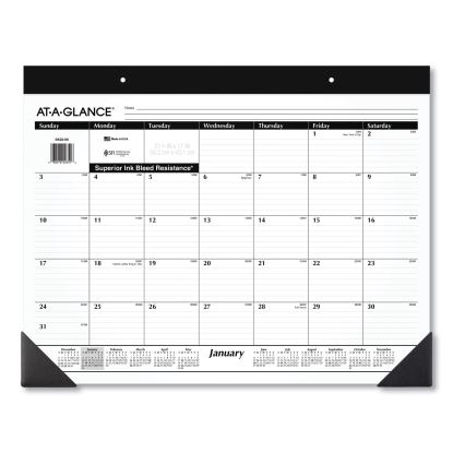 Monthly Refillable Desk Pad, 22 x 17, White Sheets, Black Binding, Black Corners, 12-Month (Jan to Dec): 20231