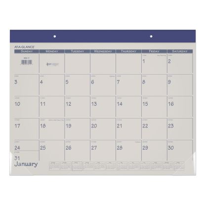 Fashion Color Desk Pad, 22 x 17, Stone/Blue Sheets, Blue Binding, Clear Corners, 12-Month (Jan to Dec): 20221