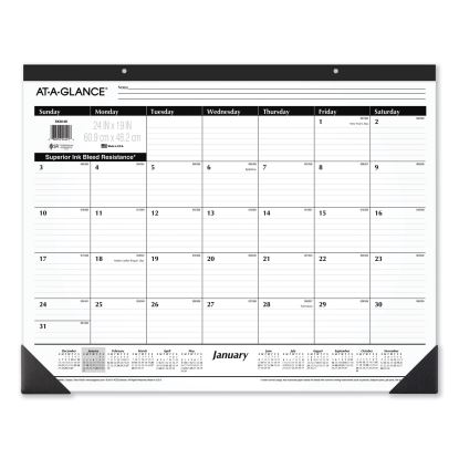 Ruled Desk Pad, 24 x 19, White Sheets, Black Binding, Black Corners, 12-Month (Jan to Dec): 20231
