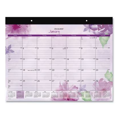 Beautiful Day Desk Pad Calendar, Floral Artwork, 21.75 x 17, Assorted Color Sheets, Black Binding, 12-Month (Jan-Dec): 20221
