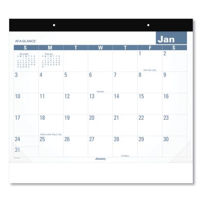 Easy-to-Read Monthly Desk Pad, 22 x 17, White/Blue Sheets, Black Binding, Clear Corners, 12-Month (Jan to Dec): 20231