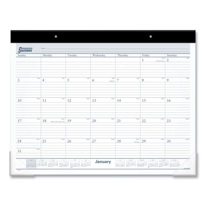 Desk Pad, 21.75 x 17, White Sheets, Black Binding, Clear Corners, 12-Month (Jan to Dec): 20221