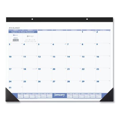 Desk Pad, 22 x 17, White Sheets, Black Binding, Black Corners, 12-Month (Jan to Dec): 20231