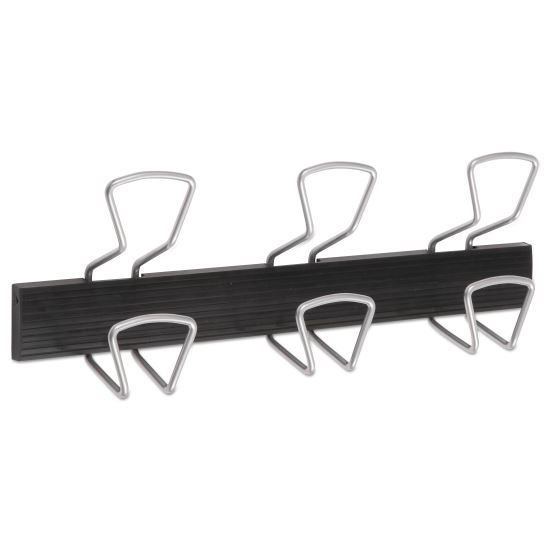 Wall-Mount Coat Hooks, Metal, Silver, 22 lb, 18.11" x 2.95" x 6.45"1