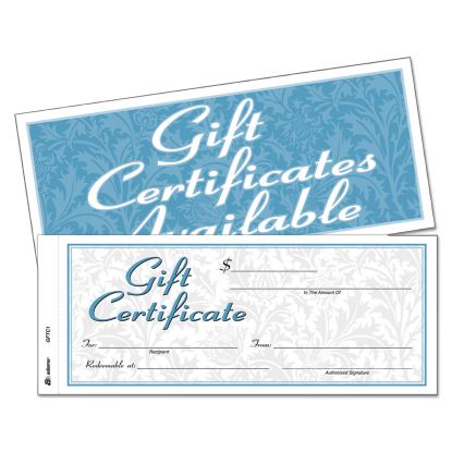 Gift Certificates with Envelopes, 8 x 3.4, White/Canary, 25/Book1