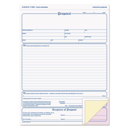 Contractor Proposal Form, Three-Part Carbonless, 8.5 x 11.44, 1/Page, 50 Forms1