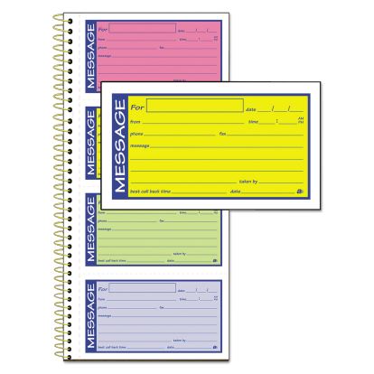 Wirebound Telephone Message Book, Two-Part Carbonless, 2.75 x 4.75, 4/Page, 200 Forms1