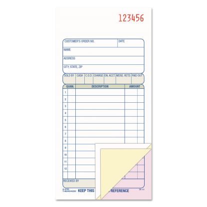 Carbonless Sales Order Book, Three-Part Carbonless, 3.25 x 7.13, 50 Forms1