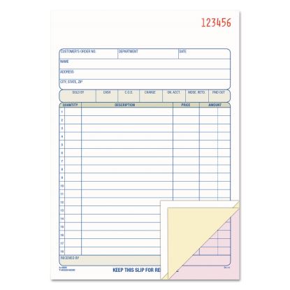 TOPS Sales/Order Book, Three-Part Carbonless, 7.95 x 5.56, 1/Page, 50 Forms1