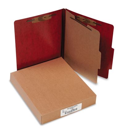 20 pt. PRESSTEX Classification Folders, 1 Divider, Letter Size, Red, 10/Box1