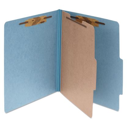 Pressboard Classification Folders, 1 Divider, Letter Size, Sky Blue, 10/Box1