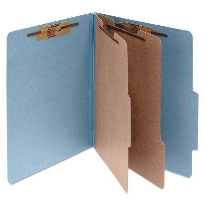 Pressboard Classification Folders, 2 Dividers, Letter Size, Sky Blue, 10/Box1