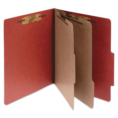 Pressboard Classification Folders, 2 Dividers, Letter Size, Earth Red, 10/Box1