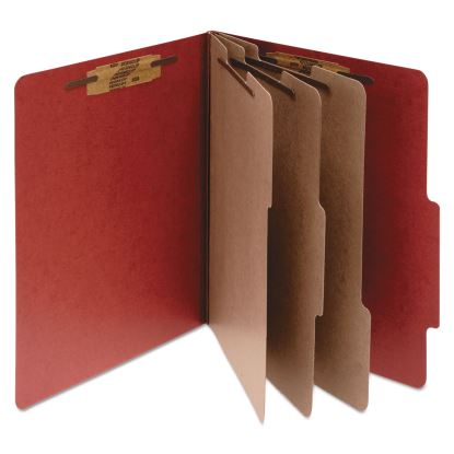 Pressboard Classification Folders, 3 Dividers, Letter Size, Earth Red, 10/Box1