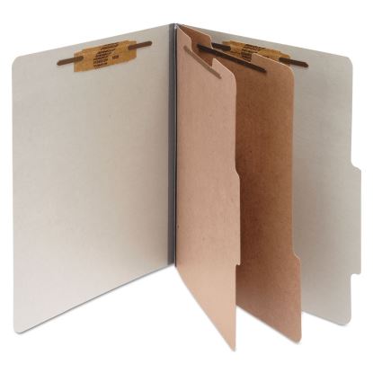 Pressboard Classification Folders, 2 Dividers, Letter Size, Mist Gray, 10/Box1