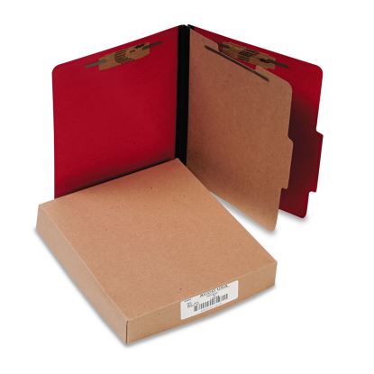ColorLife PRESSTEX Classification Folders, 1 Divider, Letter Size, Executive Red, 10/Box1