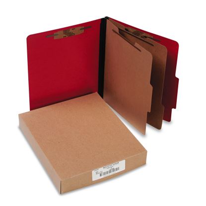 ColorLife PRESSTEX Classification Folders, 2 Dividers, Letter Size, Executive Red, 10/Box1
