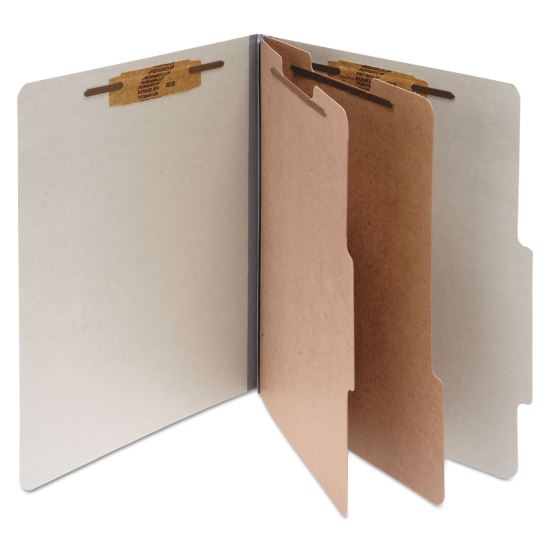 Pressboard Classification Folders, 2 Dividers, Legal Size, Mist Gray, 10/Box1