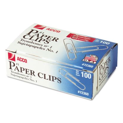 Premium Heavy-Gauge Wire Paper Clips, #1, Smooth, Silver, 100 Clips/Box, 10 Boxes/Pack1
