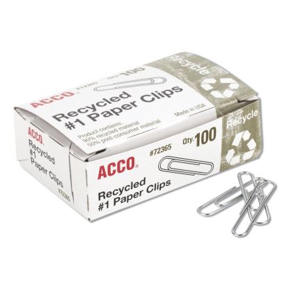 Recycled Paper Clips, #1, Smooth, Silver, 100 Clips/Box, 10 Boxes/Pack1