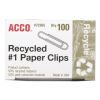 Recycled Paper Clips, #1, Smooth, Silver, 100 Clips/Box, 10 Boxes/Pack2