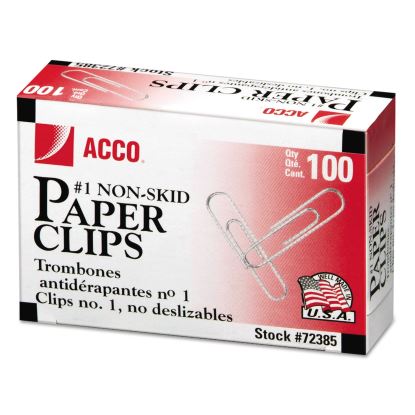 Paper Clips, #1, Smooth, Silver, 100 Clips/Box, 10 Boxes/Pack1