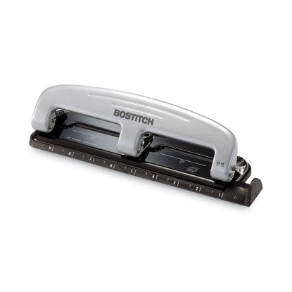 12-Sheet EZ Squeeze Three-Hole Punch, 9/32" Holes, Black/Silver1