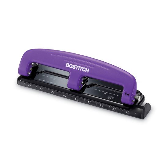 12-Sheet EZ Squeeze Three-Hole Punch, 9/32" Holes, Purple/Black1