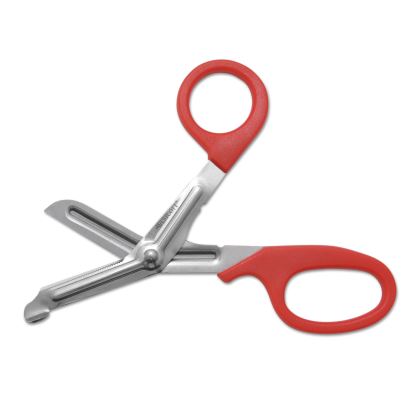 Stainless Steel Office Snips, 7" Long, 1.75" Cut Length, Red Offset Handle1
