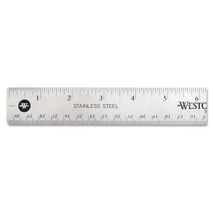 Stainless Steel Office Ruler With Non Slip Cork Base, Standard/Metric, 12" Long1