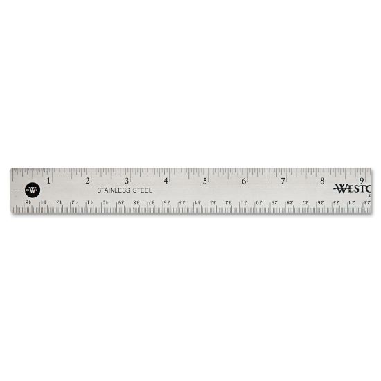 Stainless Steel Office Ruler With Non Slip Cork Base, Standard/Metric, 18" Long1