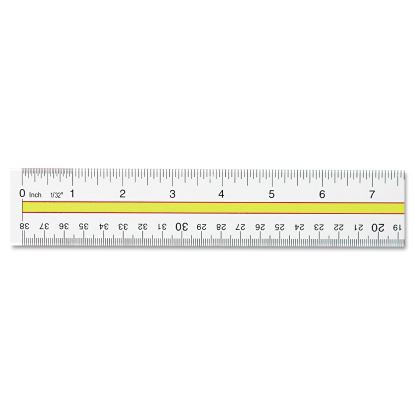 Acrylic Data Highlight Reading Ruler With Tinted Guide, 15" Long, Clear/Yellow1