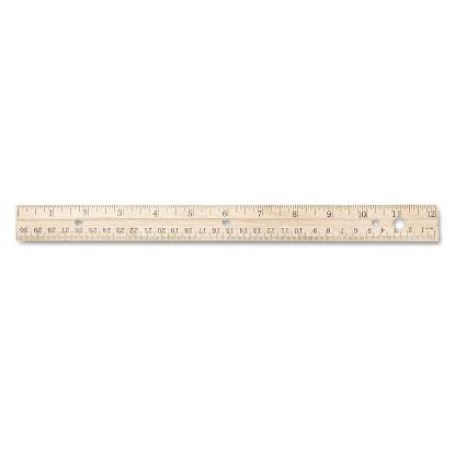 Three-Hole Punched Wood Ruler English and Metric With Metal Edge, 12" Long1