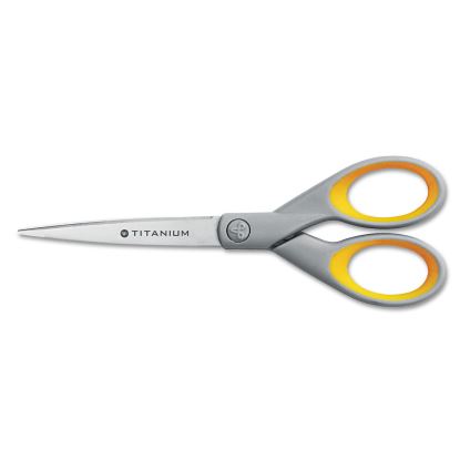 Titanium Bonded Scissors, 7" Long, 3" Cut Length, Gray/Yellow Straight Handle1