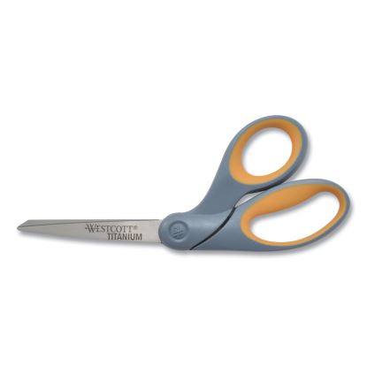 Titanium Bonded Scissors, 8" Long, 3.5" Cut Length, Gray/Yellow Offset Handle1
