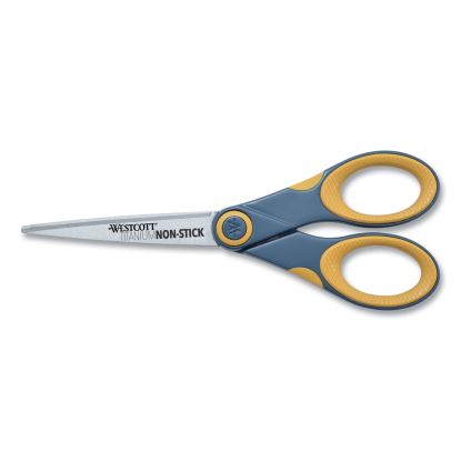 Non-Stick Titanium Bonded Scissors, 7" Long, 3" Cut Length, Gray/Yellow Straight Handle1