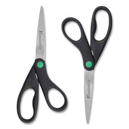KleenEarth Scissors, 8" Long, 3.25" Cut Length, Black Straight Handles, 2/Pack1