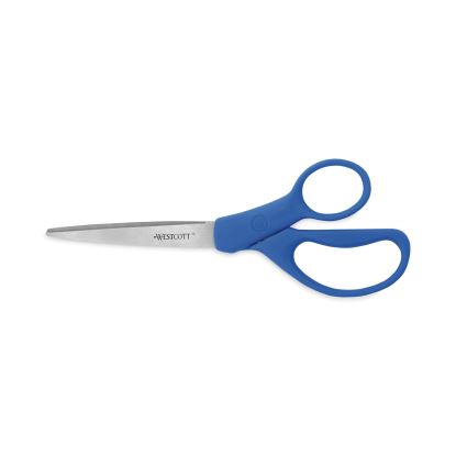 Preferred Line Stainless Steel Scissors, 8" Long, 3.5" Cut Length, Blue Straight Handles, 2/Pack1