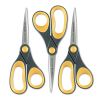 Non-Stick Titanium Bonded Scissors, 8" Long, 3.25" Cut Length, Gray/Yellow Straight Handles, 3/Pack2