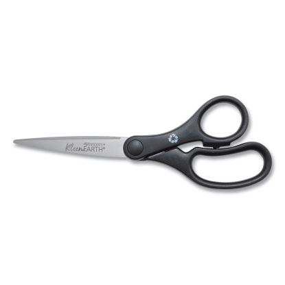 KleenEarth Basic Plastic Handle Scissors, Pointed Tip, 7" Long, 2.8" Cut Length, Black Straight Handle1